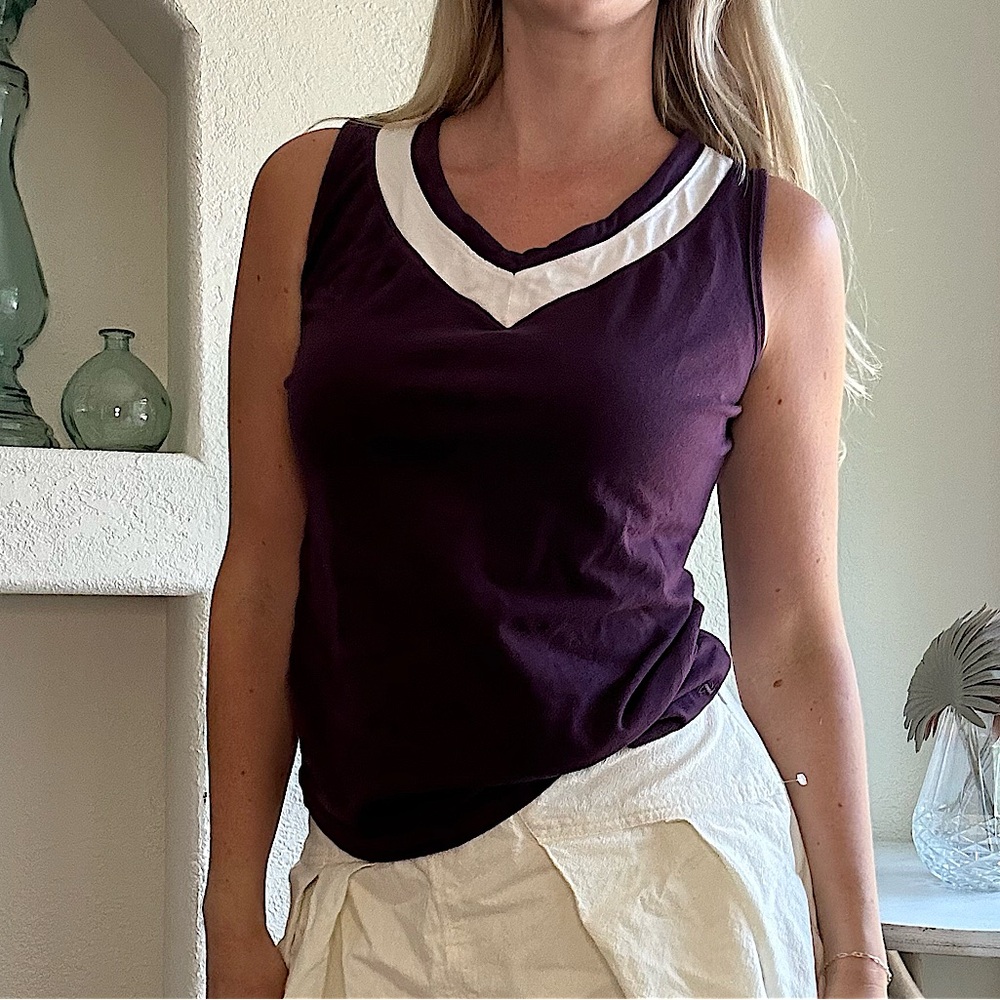 Athletic Works dark purple cotton prep sporty tank top